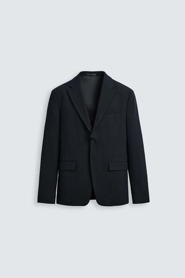 Zara TEXTURED SUIT BLAZER - Navy blue