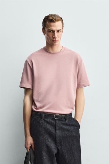 RELAXED FIT INTERLOCK T-SHIRT - Dusty pink by Zara