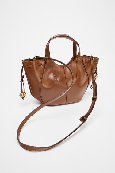 BEADED STRAP HANDBAG - Dark tan by Zara
