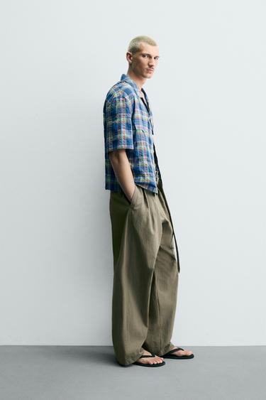 RELAXED FIT CHECK SHIRT - Mid-blue by Zara - Image 3