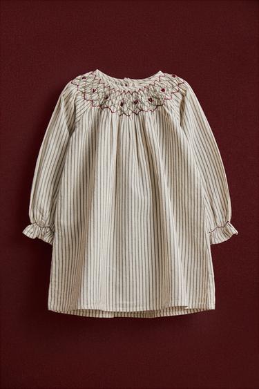 CHILDREN'S STRIPED CHRISTMAS NIGHTDRESS WITH GATHERING - Oyster-white by Zara - Image 4