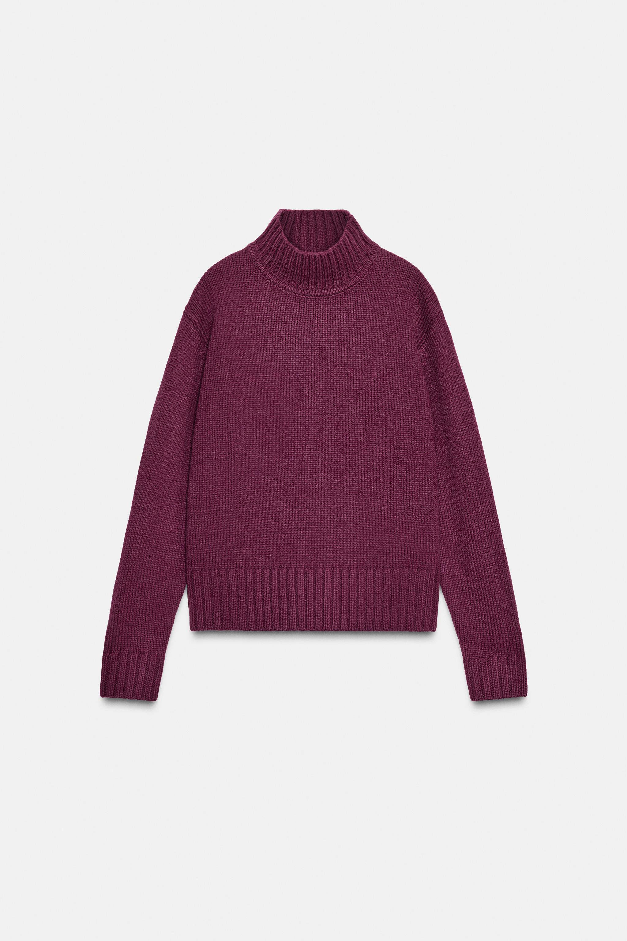 HIGH NECK KNIT JUMPER - Purple | ZARA United States