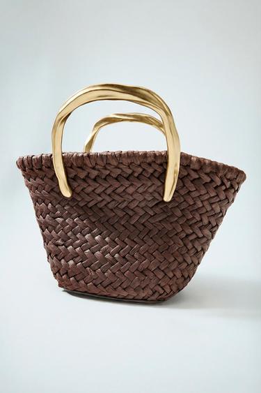 MINI CAPAZO DETALLE ASA METÁLICA - Chocolate de Zara