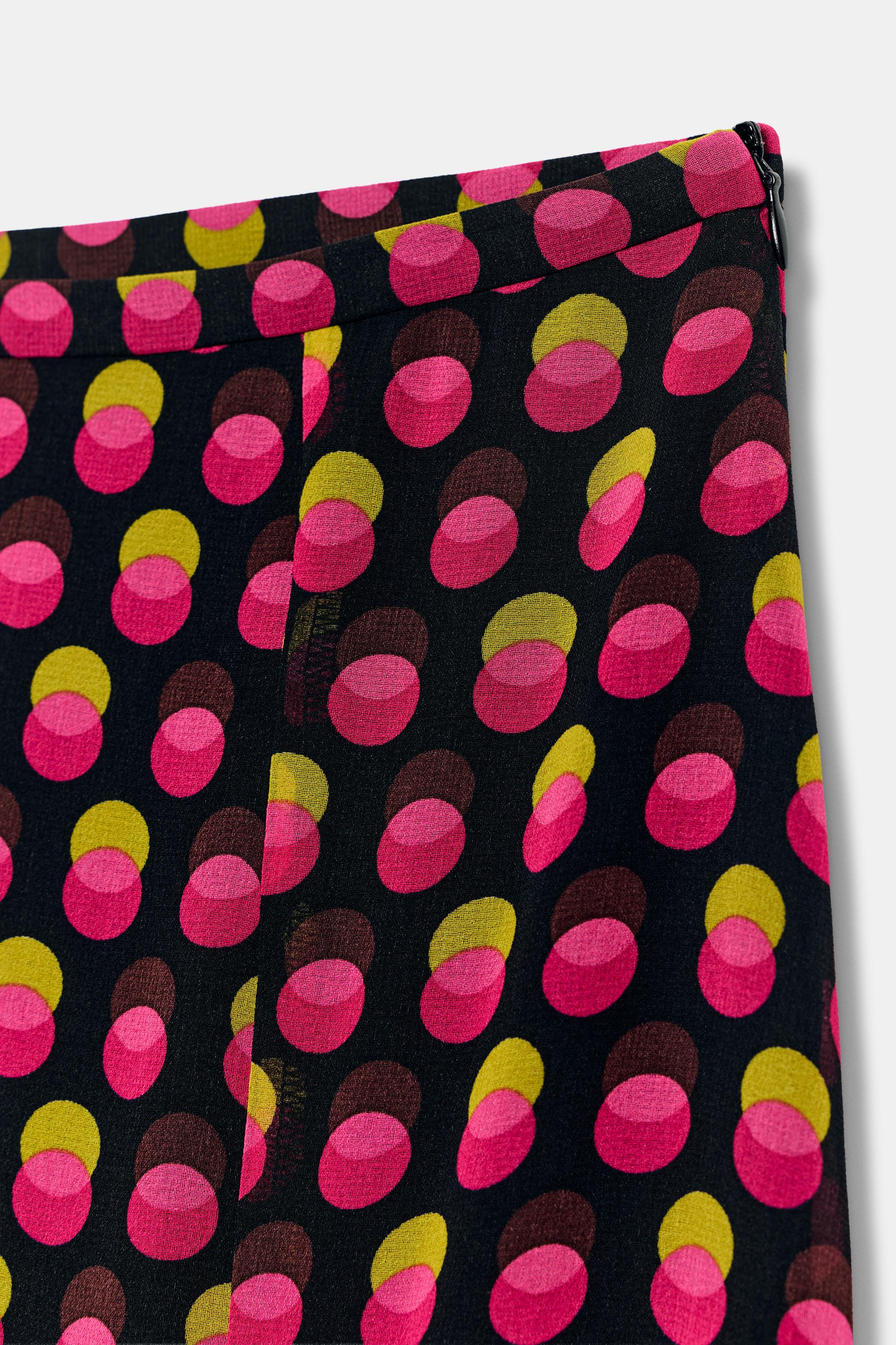 ASYMMETRIC POLKA DOT MIDI SKIRT