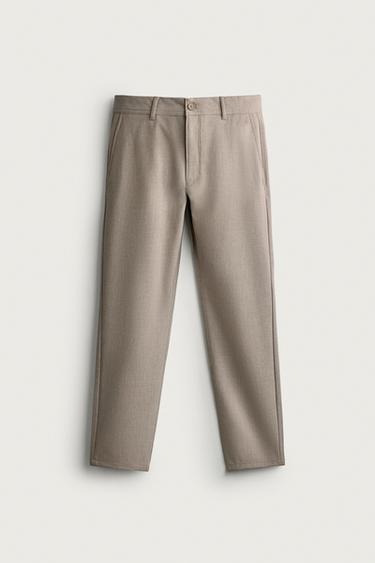 Zara 舒適紋理休閒長褲 - 淺貂色