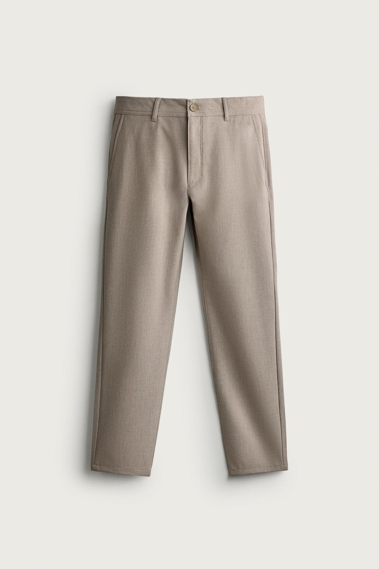 COMFORT STRUCTURED CHINO PANTS — Light mink