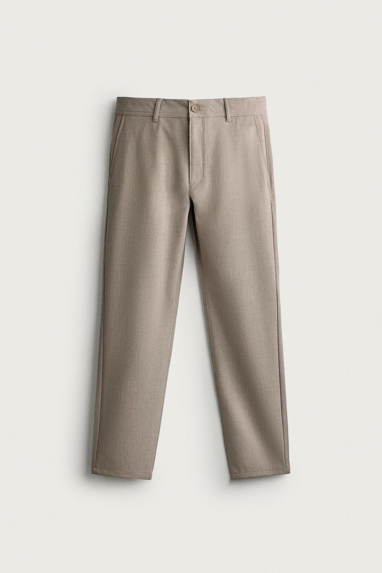 COMFORT STRUCTURED CHINO PANTS — Light mink