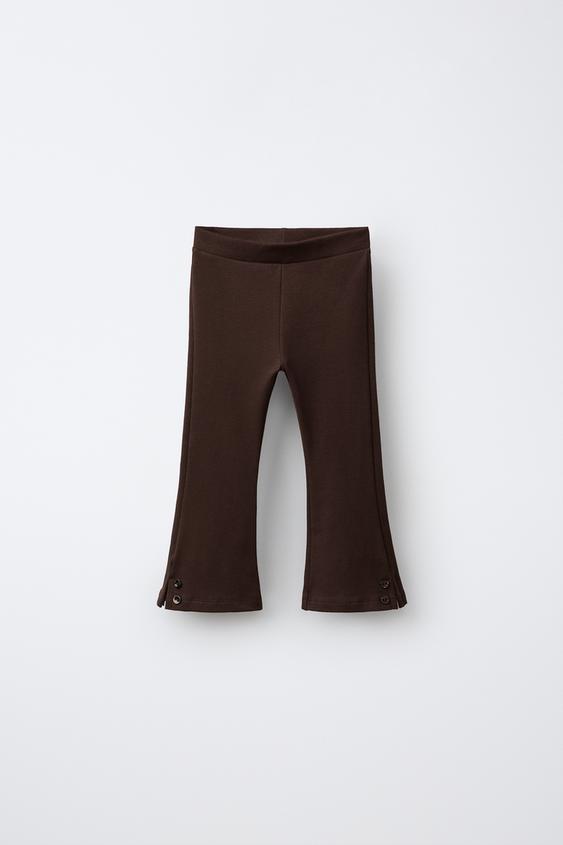 FLARED LEGGINGS WITH BUTTONS - Chocolate brown by Zara - Image 0