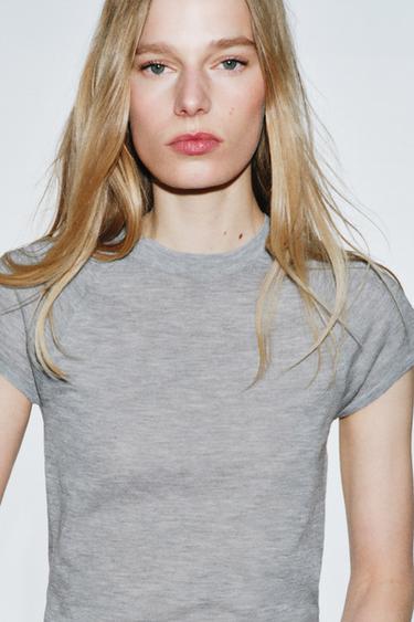 EXTRA FINE KNIT TOP - Grey marl by Zara