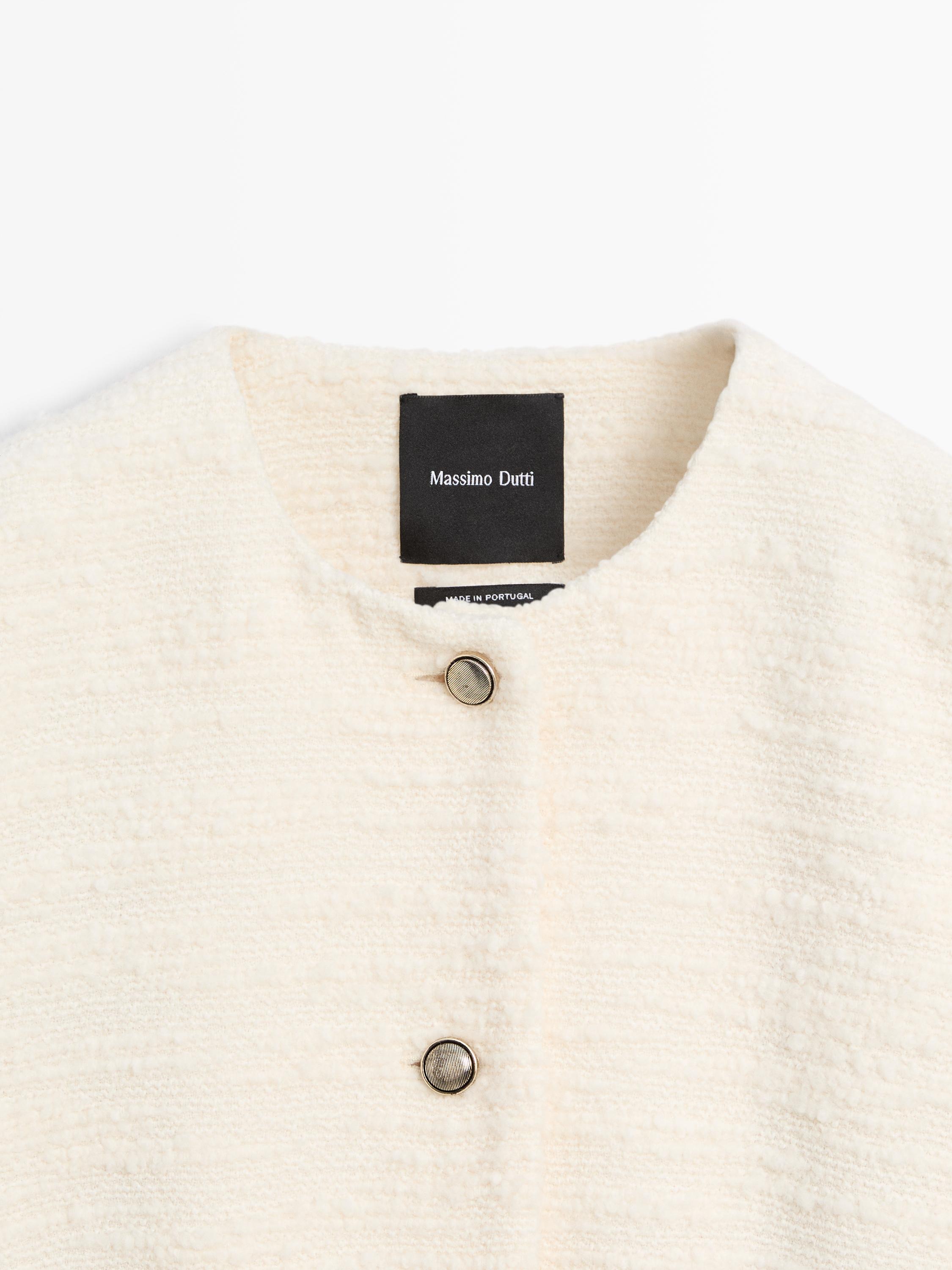 Veste texturée boutons bijou en laine mélangée