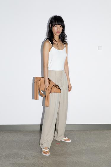 STRETCH VEST TOP - Ecru by Zara