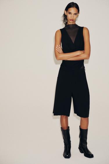 Zara COMBINATION TULLE BODYSUIT - Black