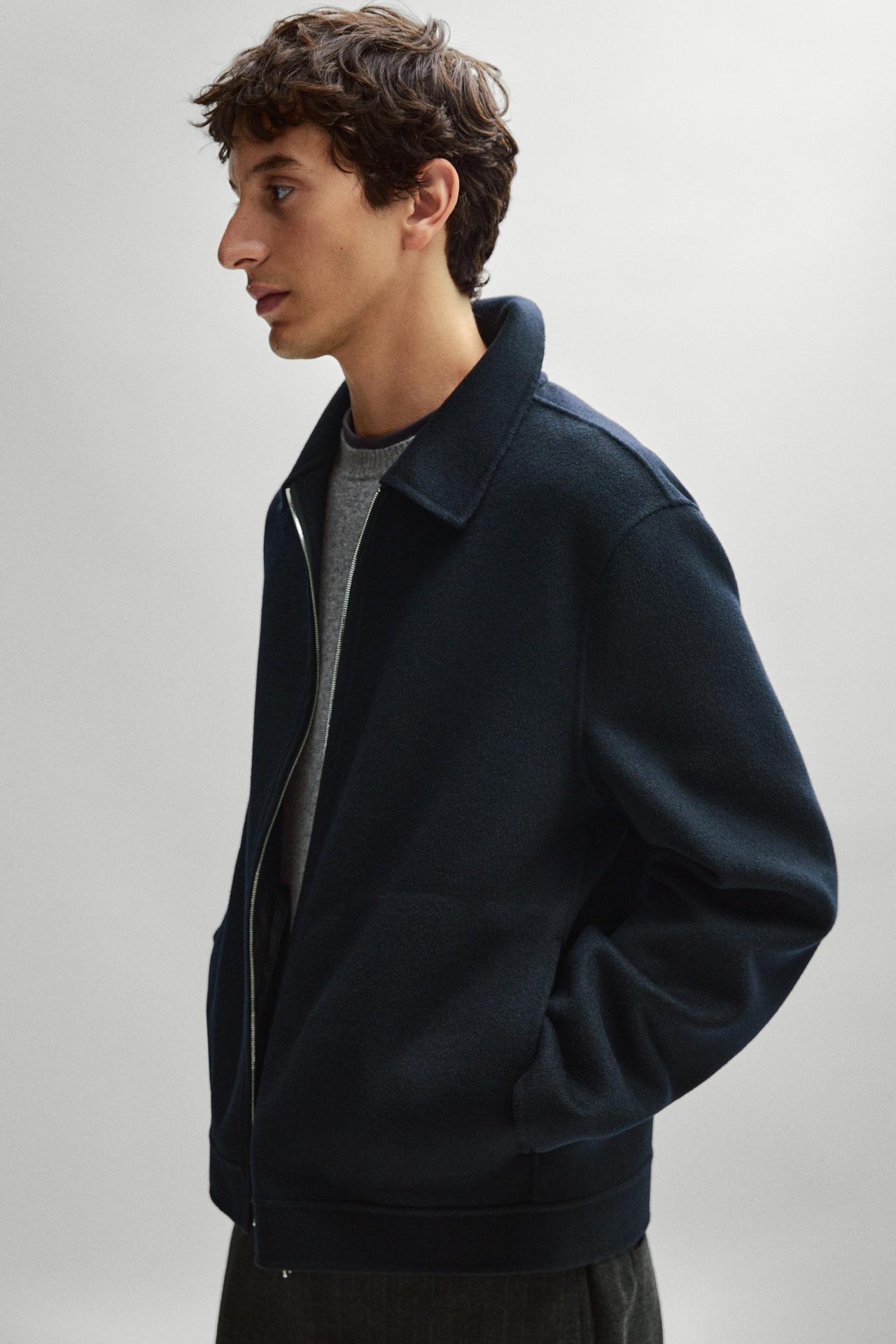Wool blend double fabric jacket — Deep blue