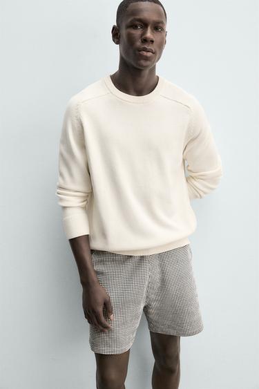 BERMUDA REGULAR FIT EN SEERSUCKER STRUCTURÉ - Écru / Bleu marine de Zara - Image 4