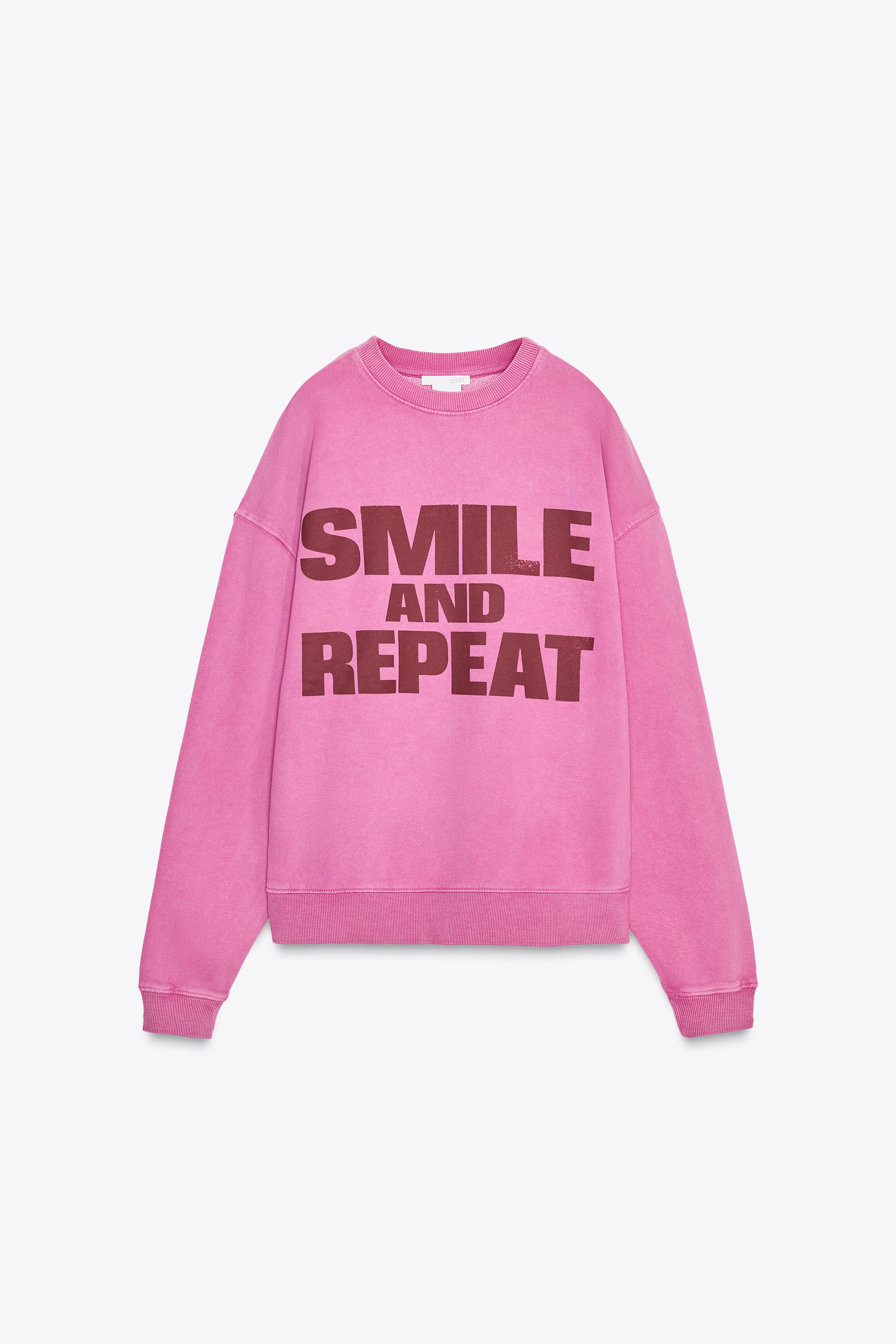 スマイル SMILEY® WASHED EFFECT SWEATSHIRT - Pink | ZARA United States