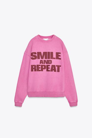 MOLETOM EFEITO LAVAGEM SMILEY® - Rosa da Zara