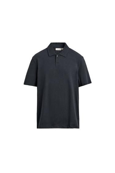 POLO REGULAR FIT COTON-LIN - Bleu marine foncé de Zara