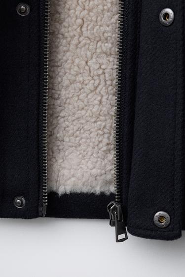 DUFFLE COAT WITH FAUX SHEARLING LINING - Navy blue by Zara - Image 6