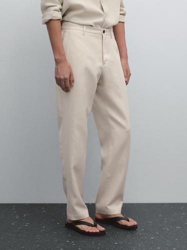 Zara 100% linen regular fit trousers - Sand