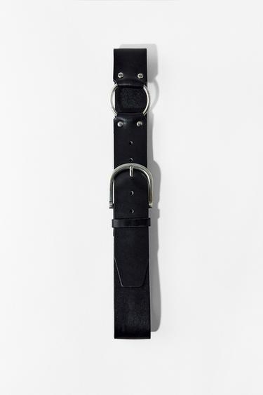 LEATHER RING BELT - Black by Zara