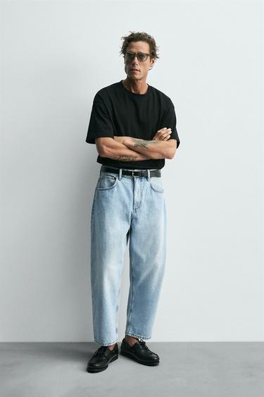 TAPERED WIDE-LEG JEANS - Light blue by Zara