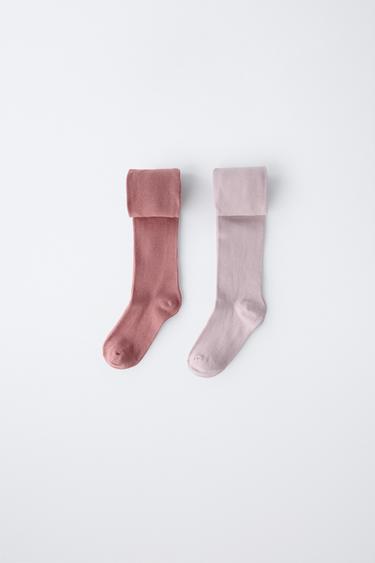 Zara TWO-PACK OF PLAIN TIGHTS - Pink