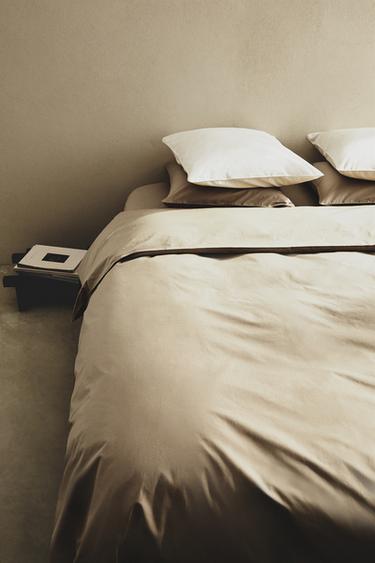 PERCALE DUVET COVER (300 THREAD COUNT) - Dark beige by Zara