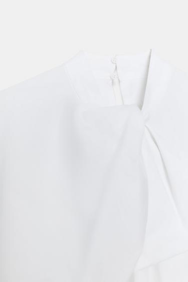 ZW COLLECTION POPLIN SHIRT WITH TIE DETAIL - White by Zara - Image 6