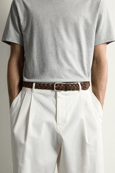 CEINTURE EN CUIR TRESSÉ EFFET CIRÉ - Marron de Zara - Image 0