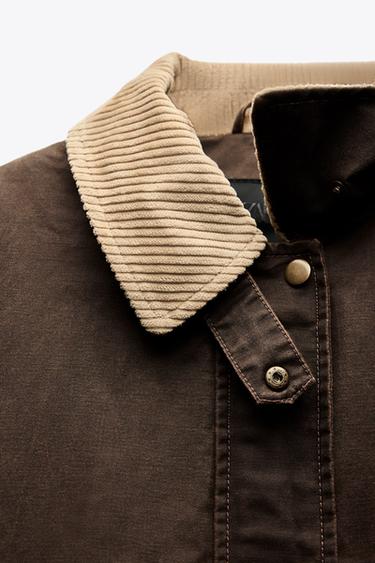 CHAQUETA CUELLO CONTRASTE - Coñac de Zara