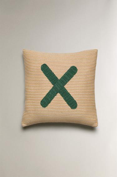 CHILDREN'S EMBROIDERED LETTER X CUSHION - Yellow by Zara - Image 0
