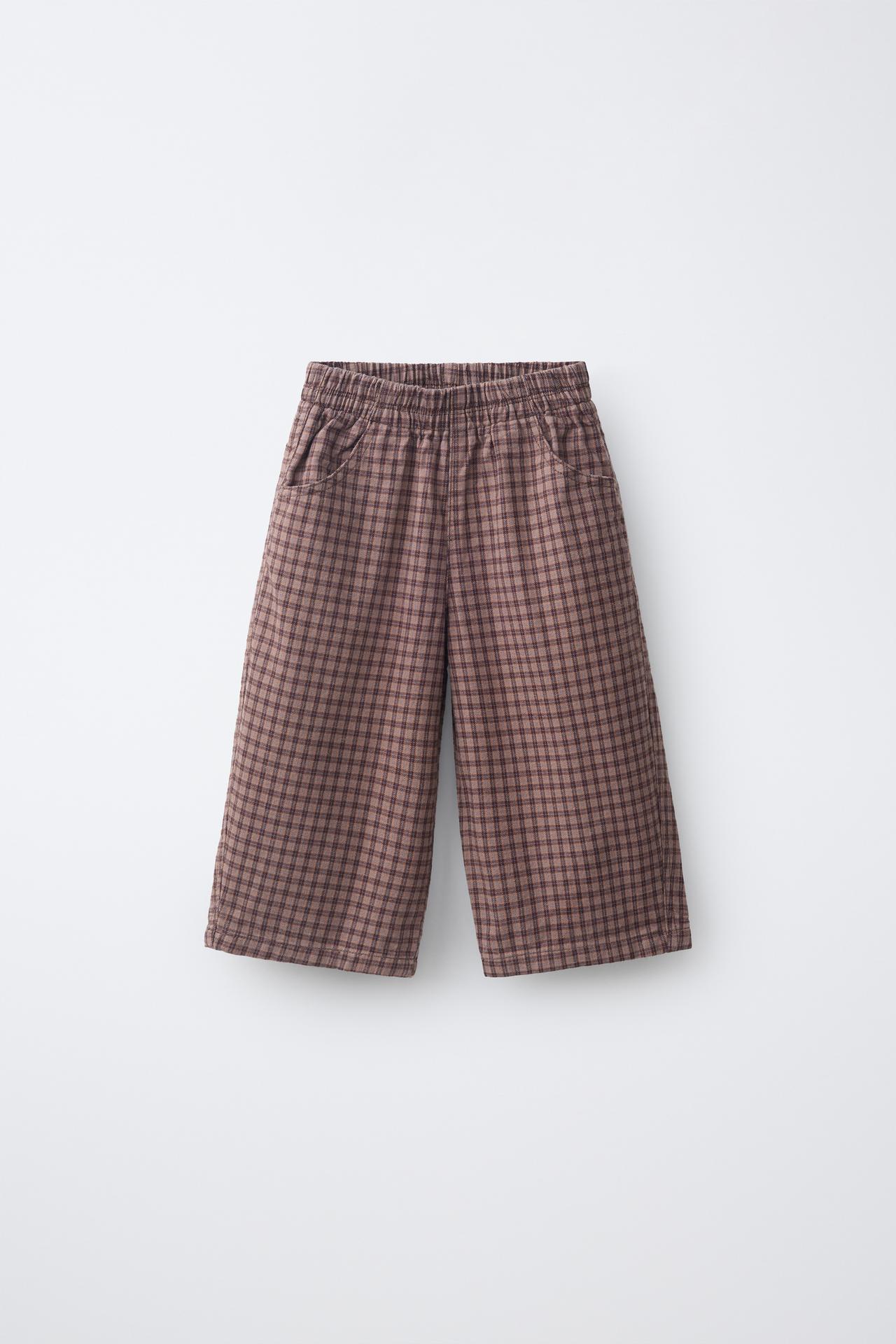 BEAR EMBROIDERY BALLOON PANTS — Light brown