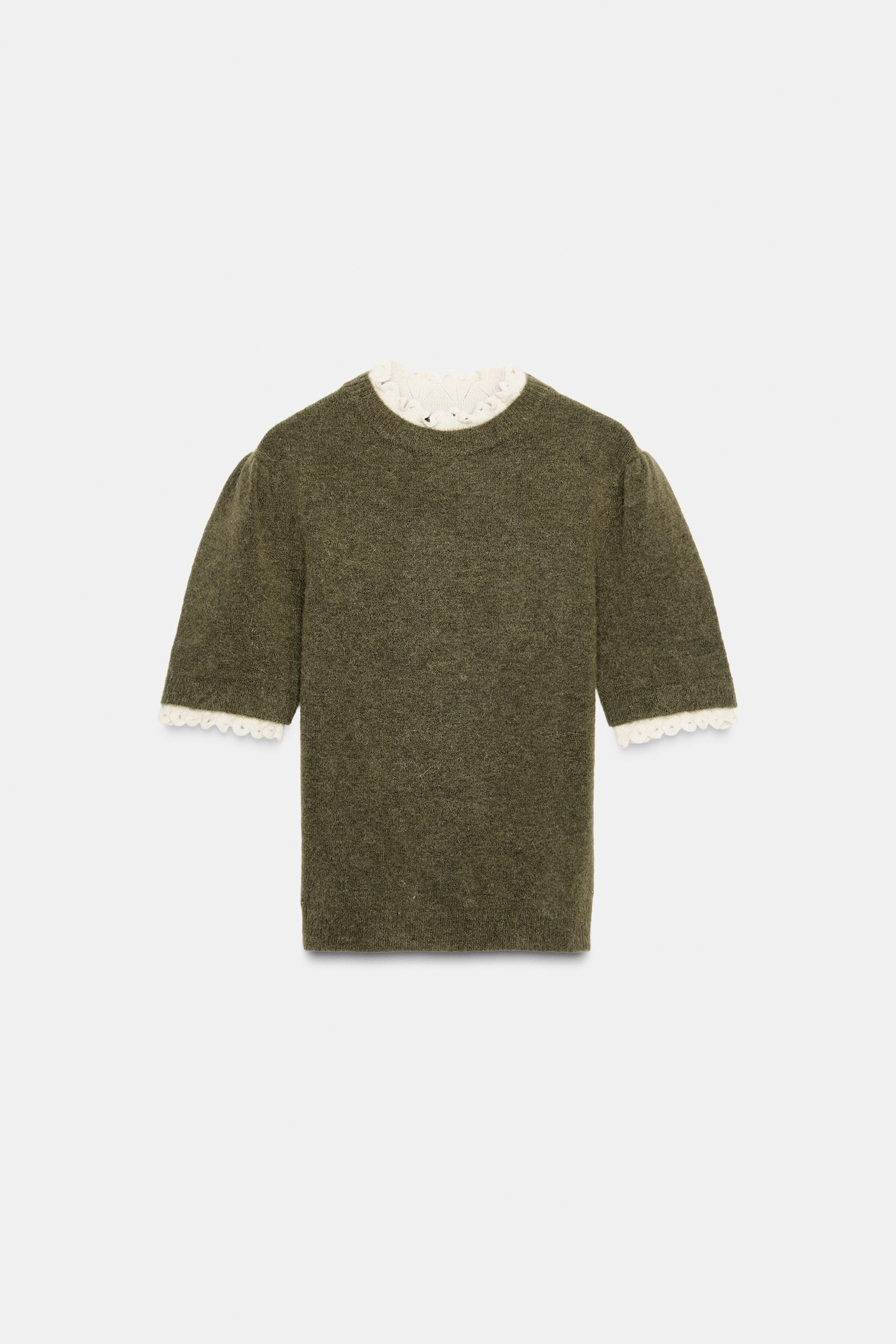 WOOL AND ALPACA BLEND POINTELLE SWEATER