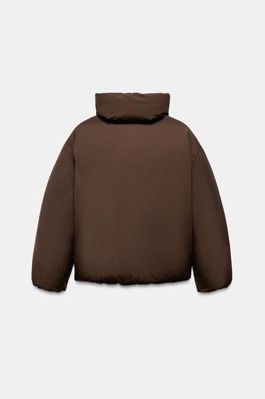 SHORT QUILTED ANORAK WITH WATER AND WIND PROTECTION - Dark brown by Zara - Image 6