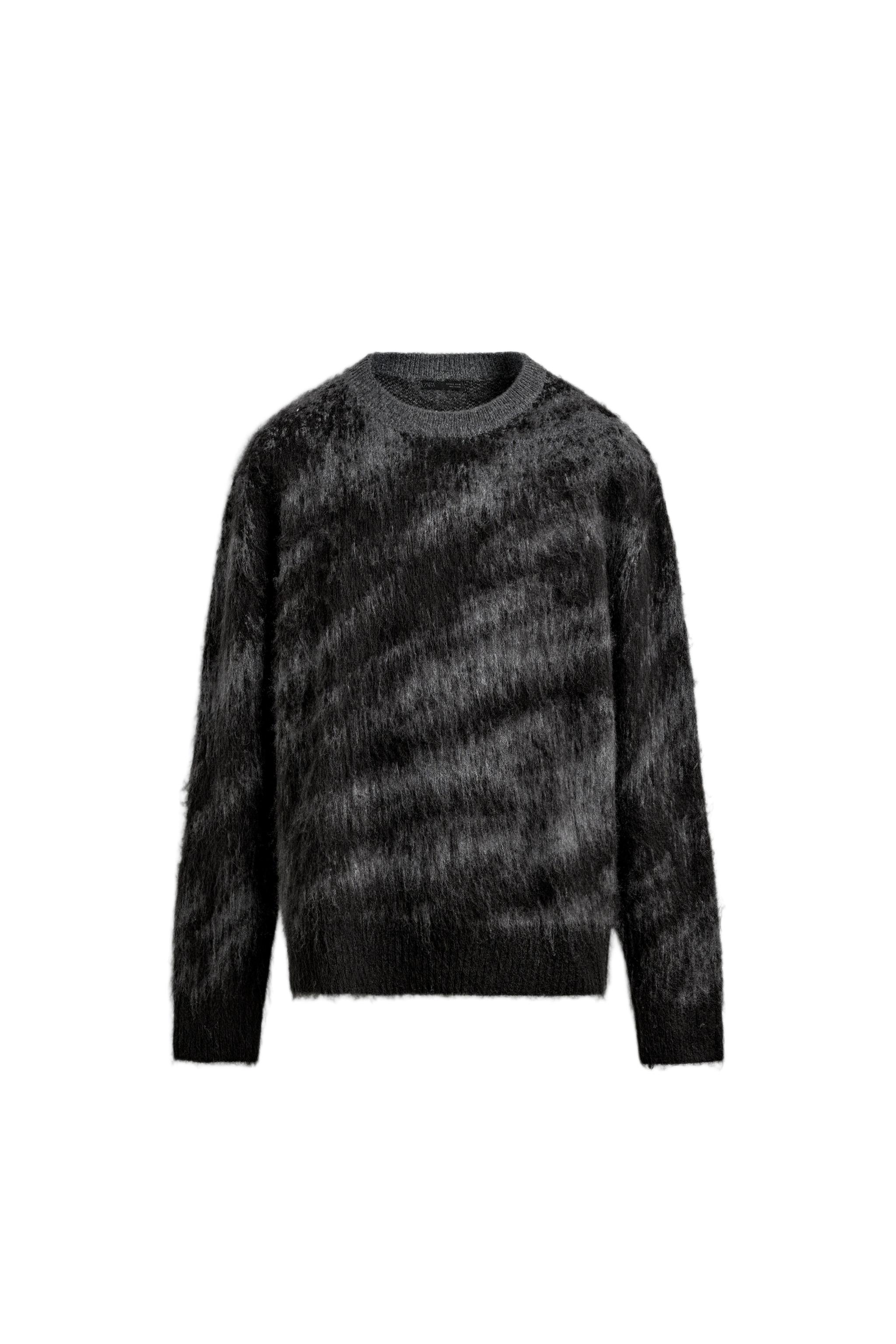 ブラッシュドジャカードセーター - ブラック | ZARA Japan / 日本