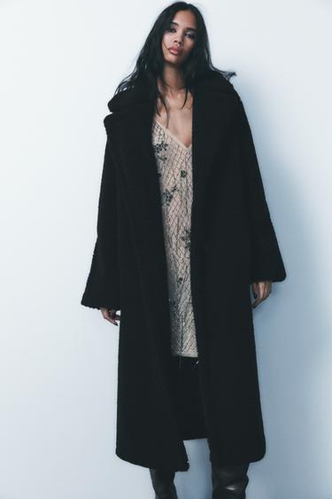 MANTEAU LONG EFFET MOUTON - Noir de Zara - Image 1