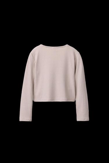 RIBBED BALLET WRAP T-SHIRT - Beige-pink by Zara