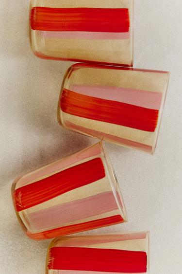 GLAS MIT STREIFEN - Rot von Zara