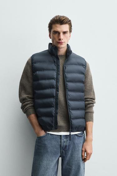 LIGHTWEIGHT WATER-REPELLENT PUFFER GILET - Navy blue by Zara