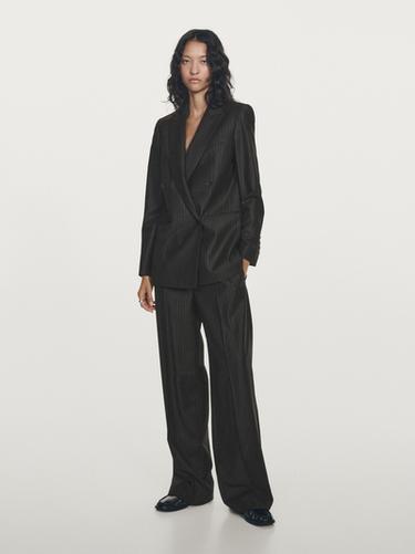 Americana cruzada 100% lana - Gris de Zara