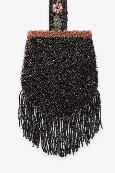 BEADED FRINGED HANDBAG - Brown by Zara - Image 3