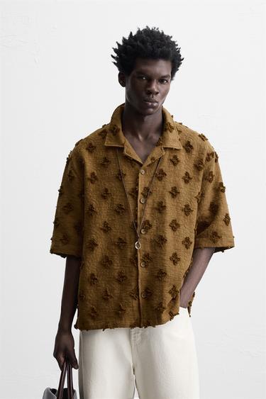 Zaras JACQUARDSKJORTA MED TEXTUR - Brun