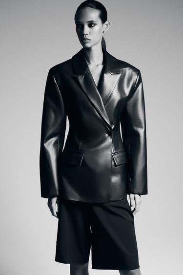FAUX LEATHER TAILORED BLAZER - Noir de Zara - Image 5