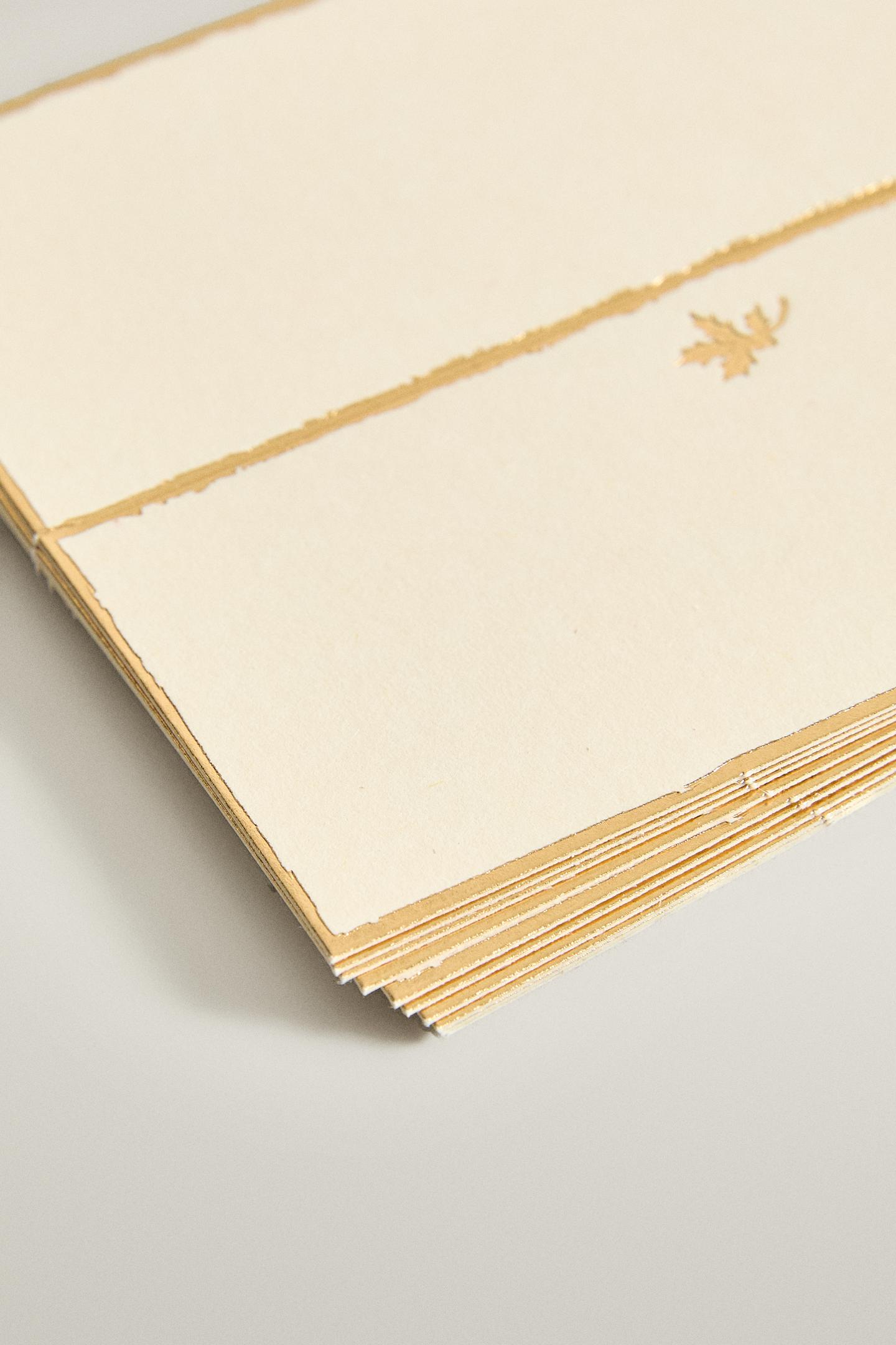 Zara Rectangular Paper Place Card with Gold Rim Christmas (Pack OF 12), цвет: Белый — фото 3