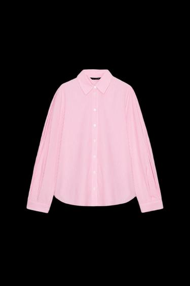 STRIPED COTTON SHIRT - Pink / White by Zara