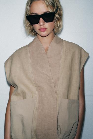 COLETE COMBINADO DE LINHO 100% LIMITED EDITION - Bege da Zara
