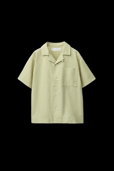 LINEN-COTTON SHIRT - Green by Zara