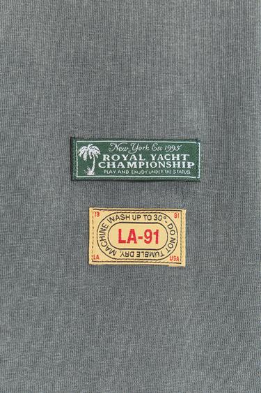 FADED-EFFECT PATCH T-SHIRT - Anthracite grey by Zara - Image 5