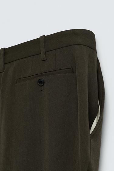 100% WOOL REGULAR FIT TROUSERS - Black / Brown by Zara - Image 9