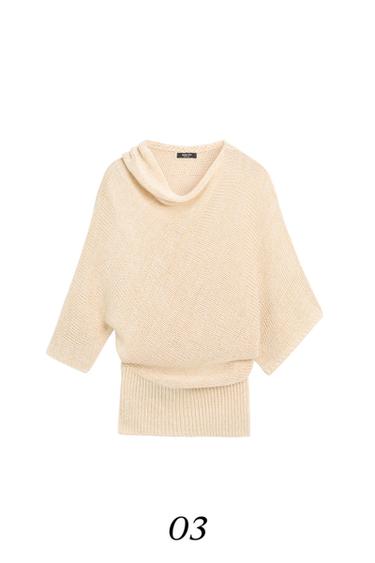 Jersey oversize cuello drapeado algodón lino - Amarillo de Zara